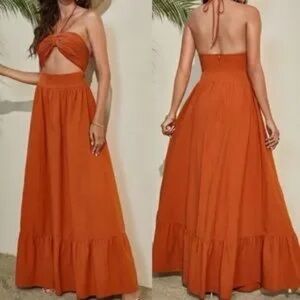 Elegant Orange Maxi Dress